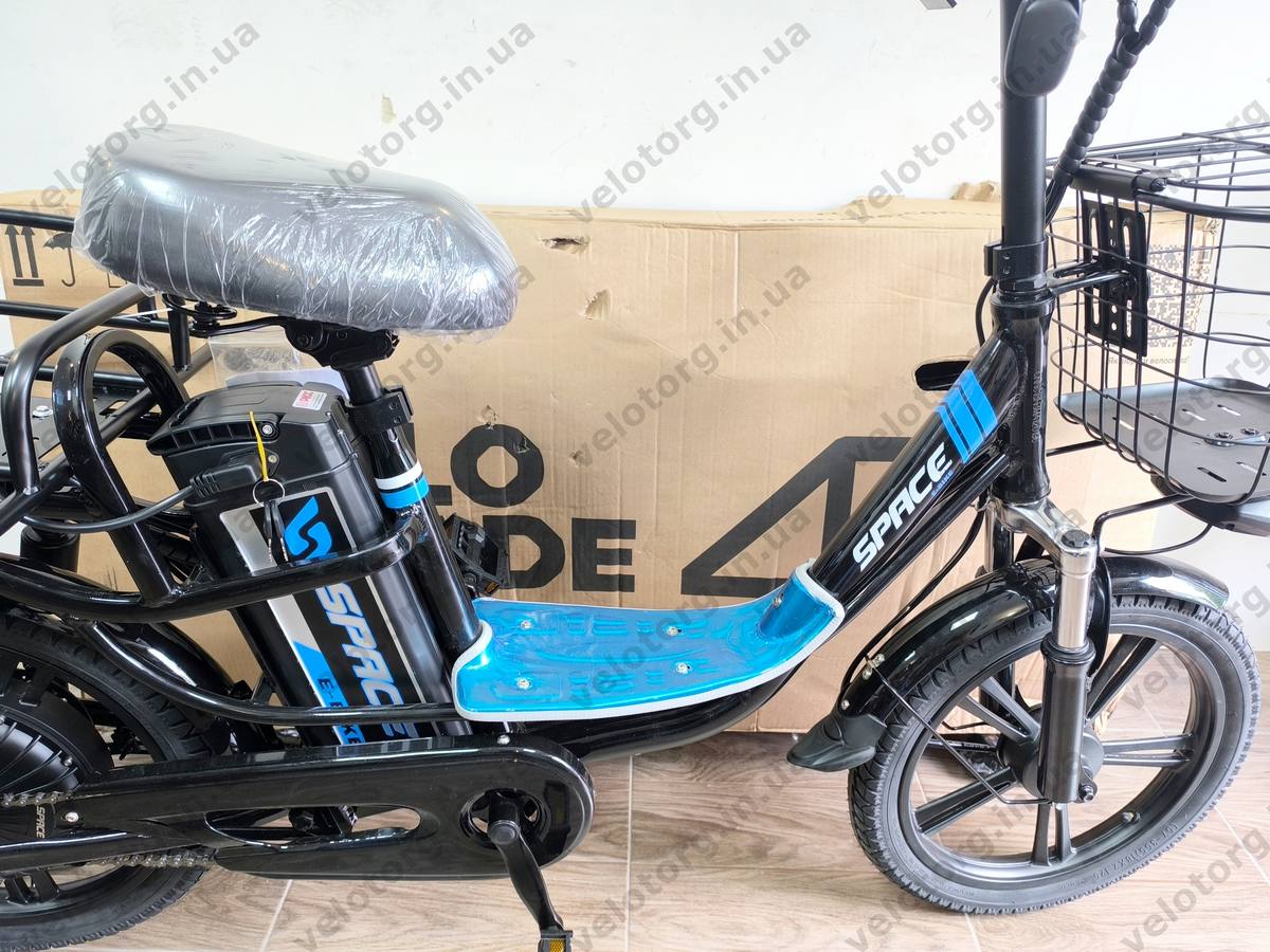 Велосипед з електроприводом 18" AL SPACE eELDORADO (new) DD FR рама-15" 48 B 20 А*г 1000 Вт чорно-синій 2026