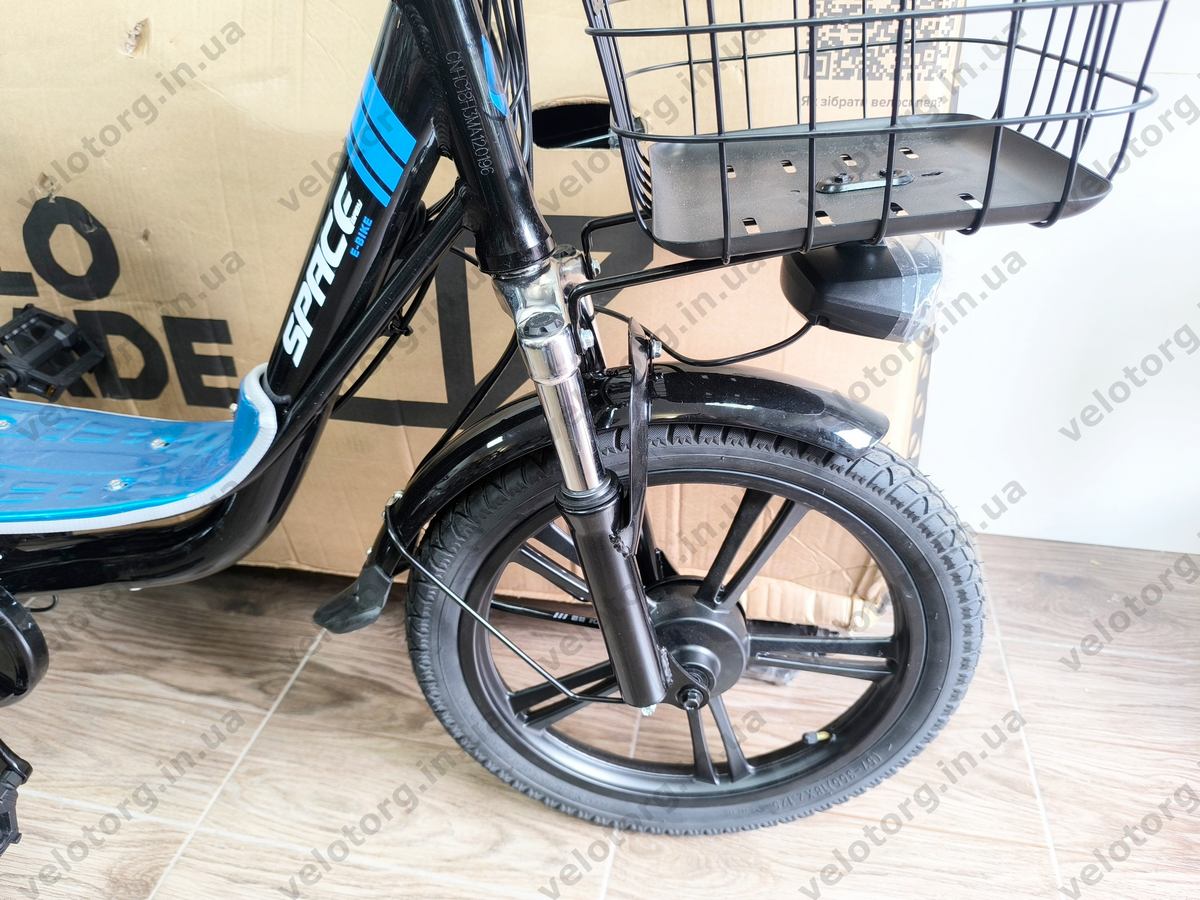 Велосипед з електроприводом 18" AL SPACE eELDORADO (new) DD FR рама-15" 48 B 20 А*г 1000 Вт чорно-синій 2026