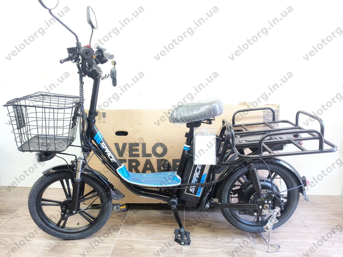 Велосипед з електроприводом 18" AL SPACE eELDORADO (new) DD FR рама-15" 48 B 20 А*г 1000 Вт чорно-синій 2026