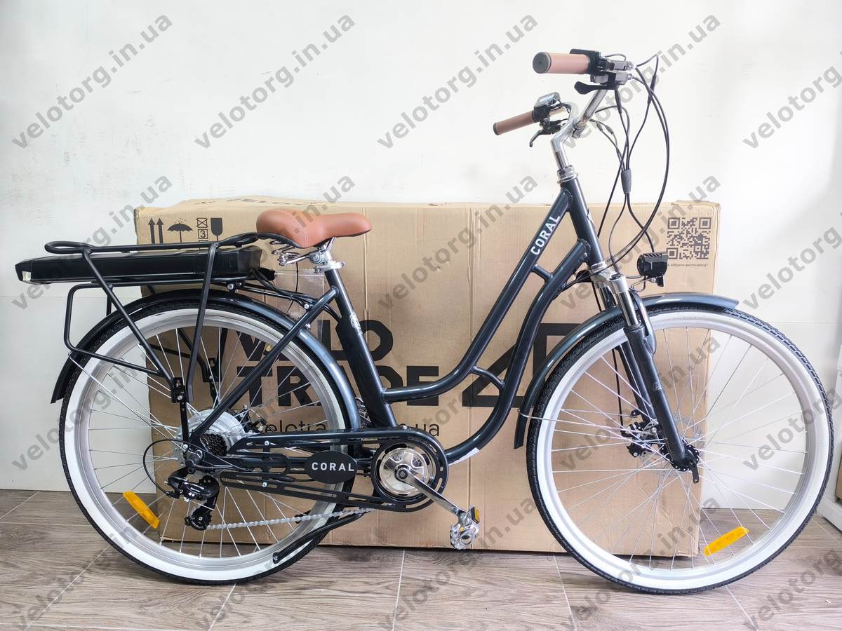 Велосипед з електроприводом 28" AL Dorozhnik eCORAL DD FR рама-19" 48B 13А*г 500Вт темно-сірий 2026