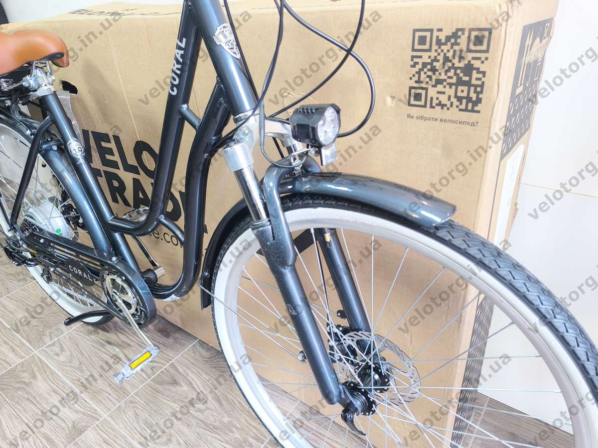 Велосипед з електроприводом 28" AL Dorozhnik eCORAL DD FR рама-19" 48B 13А*г 500Вт темно-сірий 2026