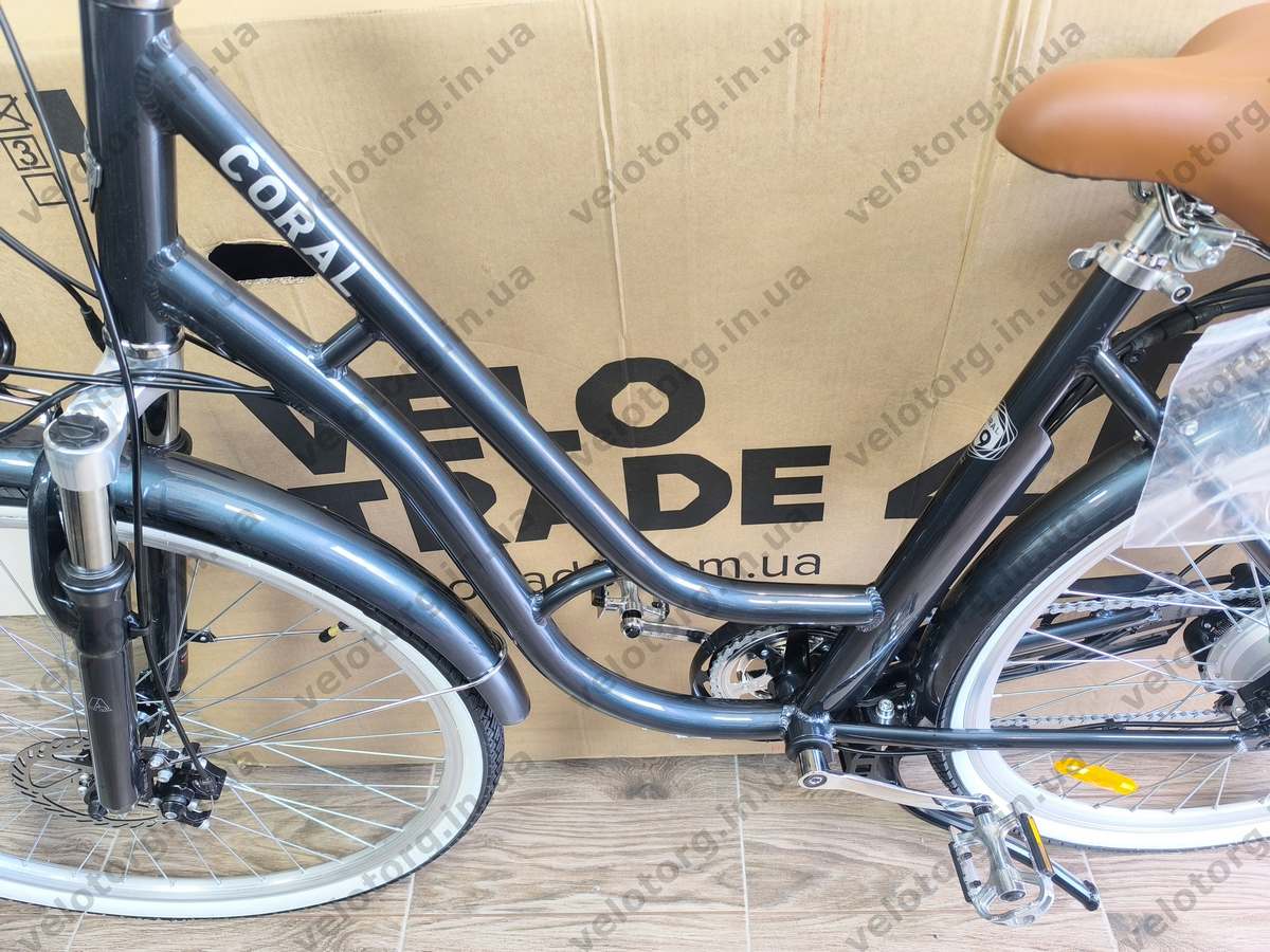 Велосипед з електроприводом 28" AL Dorozhnik eCORAL DD FR рама-19" 48B 13А*г 500Вт темно-сірий 2026