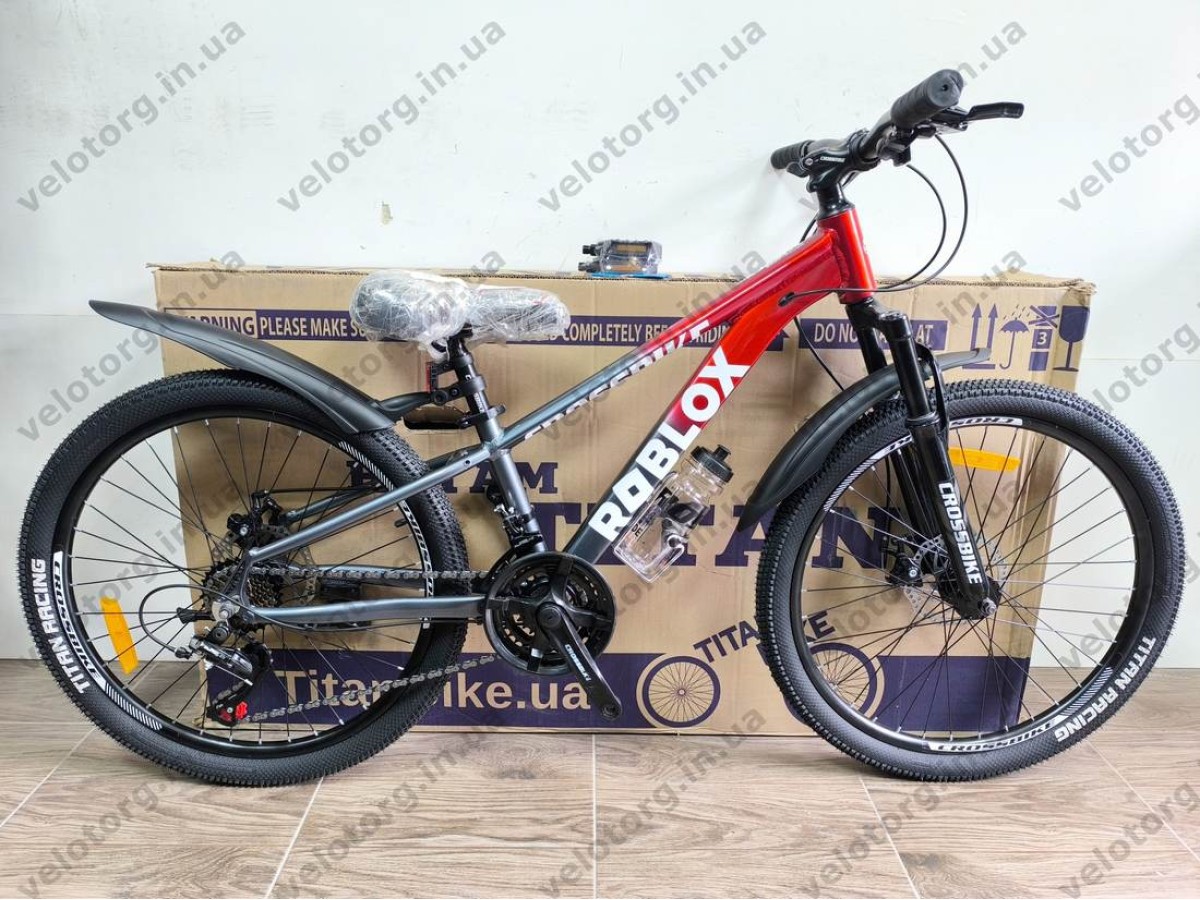 Велосипед CrossBike 24" Roblox 2026 Рама 11" red-grey