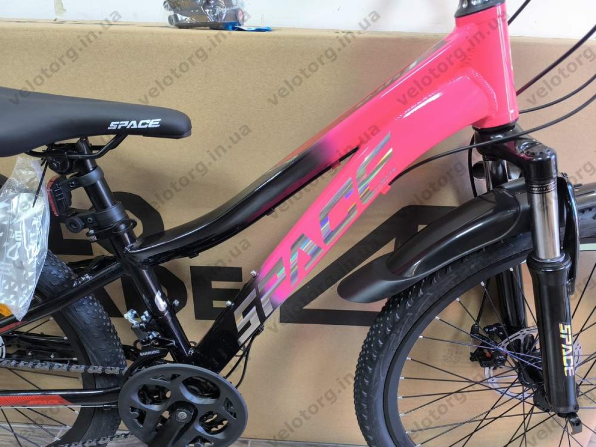 Велосипед AL 24″ SPACE LYRA DD FR рама-11″ рожево-чорний 2026