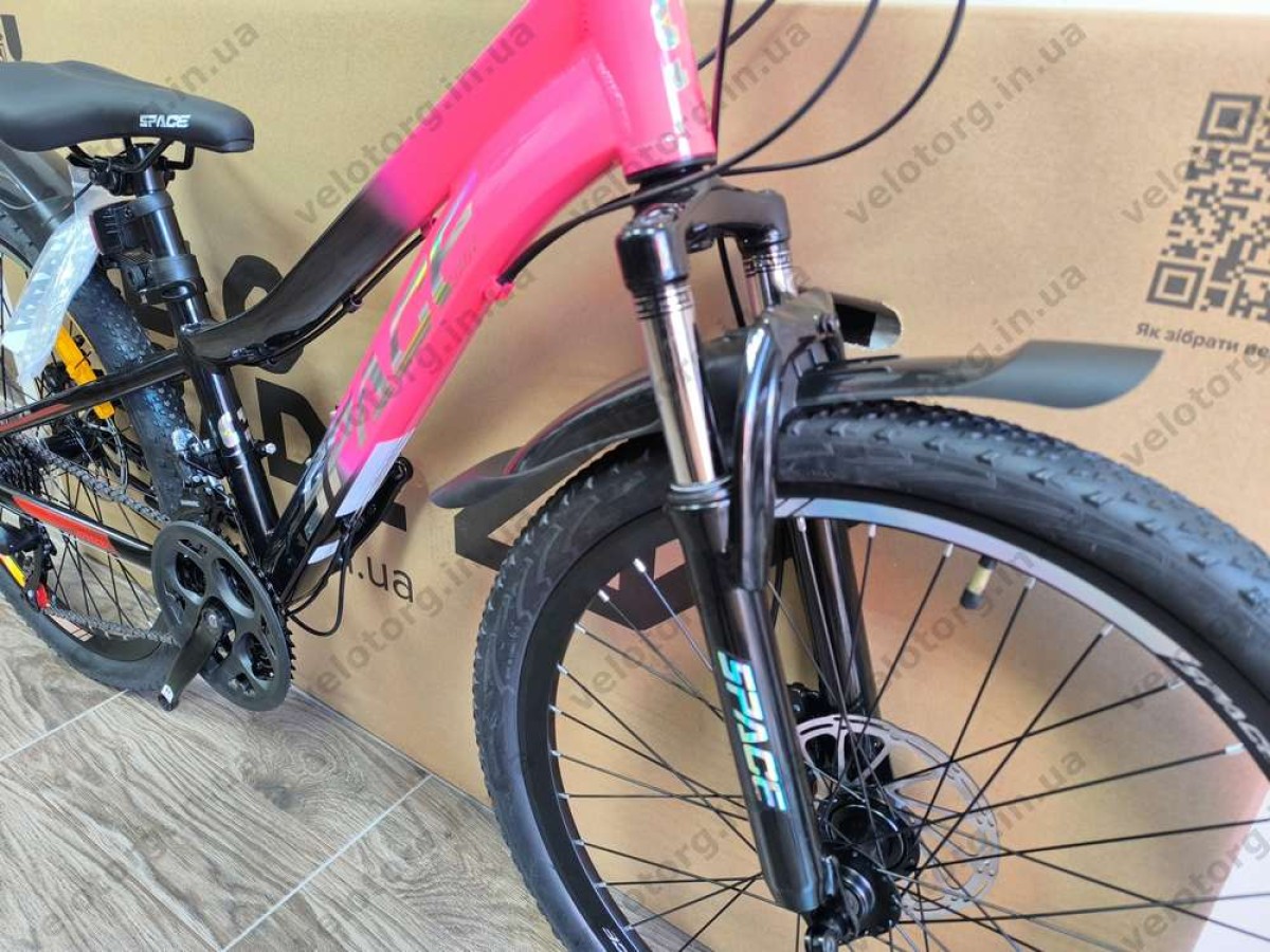 Велосипед AL 24″ SPACE LYRA DD FR рама-11″ рожево-чорний 2026