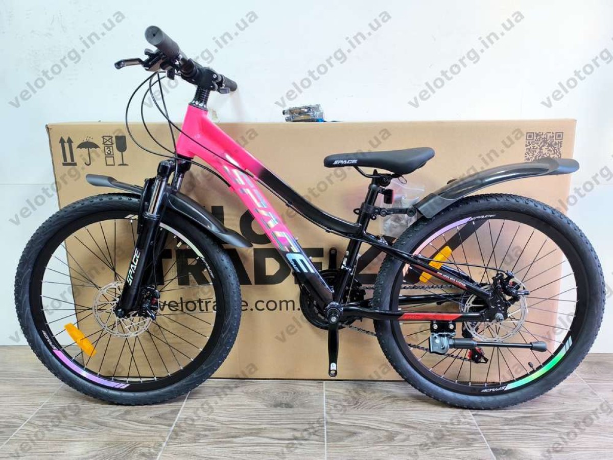 Велосипед AL 24″ SPACE LYRA DD FR рама-11″ рожево-чорний 2026