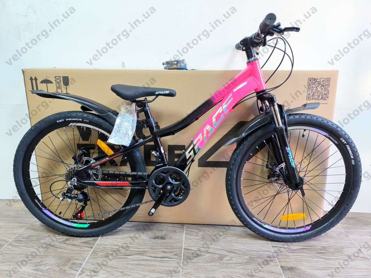 Велосипед AL 24″ SPACE LYRA DD FR рама-11″ рожево-чорний 2026