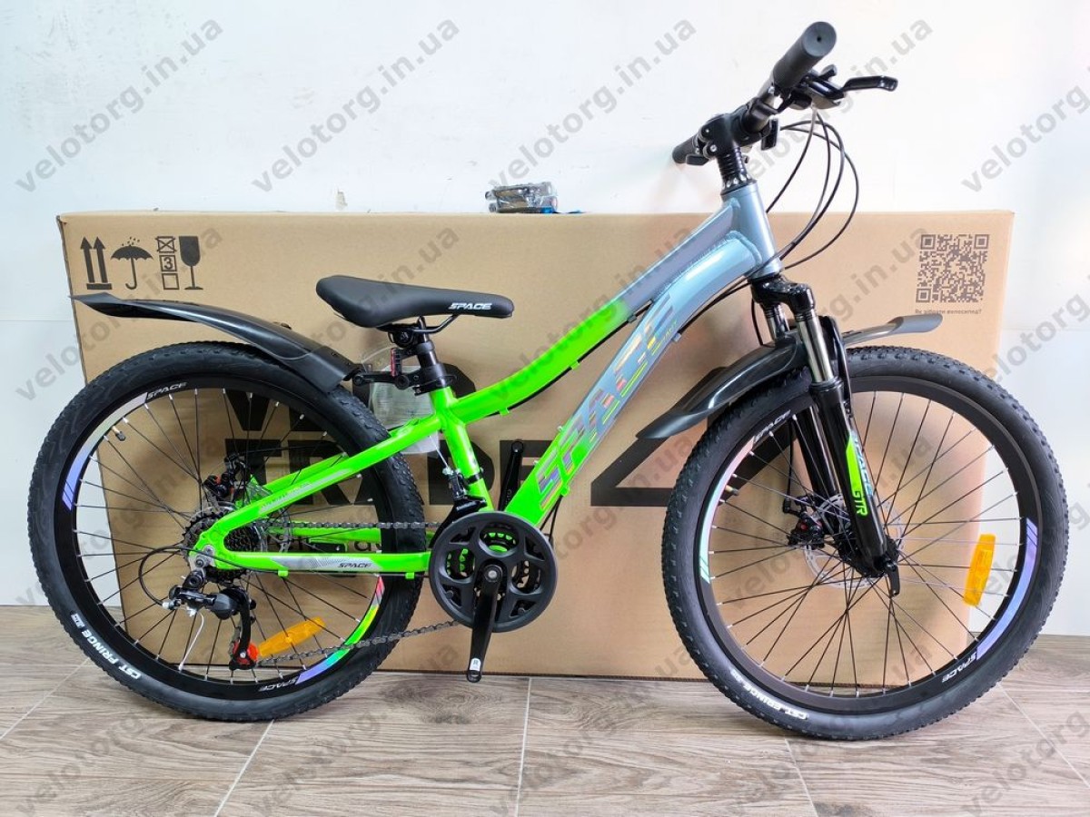 Велосипед AL 24″ SPACE LYRA DD FR рама-11″ сріблясто-зелений 2026