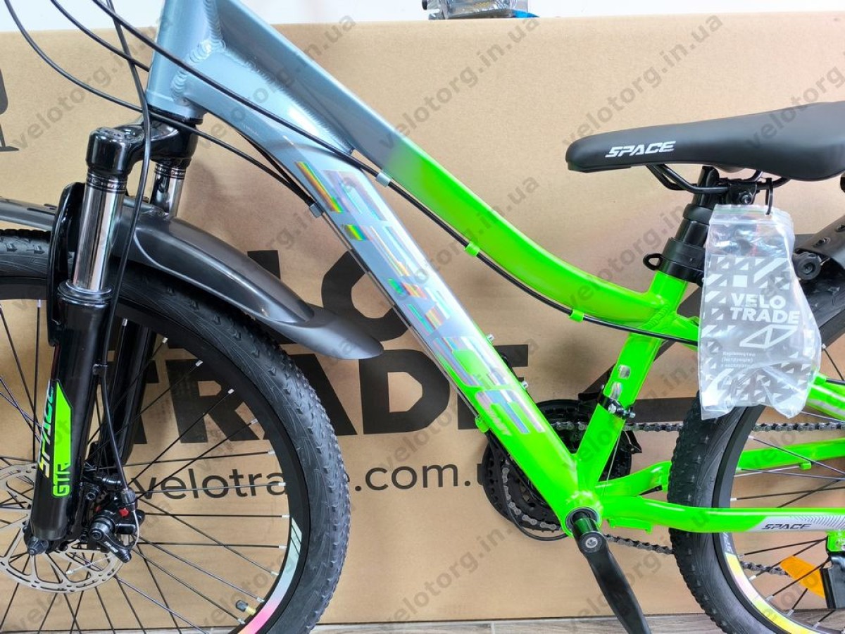 Велосипед AL 24″ SPACE LYRA DD FR рама-11″ сріблясто-зелений 2026
