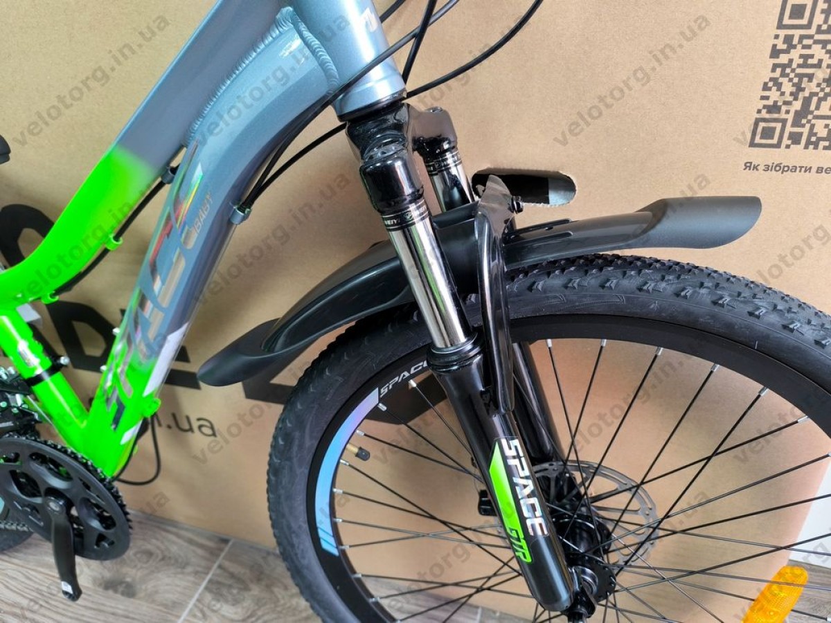 Велосипед AL 24″ SPACE LYRA DD FR рама-11″ сріблясто-зелений 2026