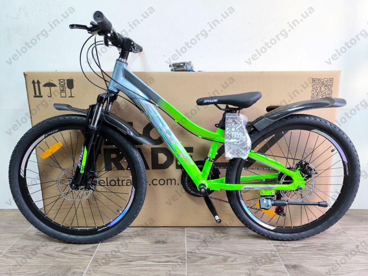 Велосипед AL 24″ SPACE LYRA DD FR рама-11″ сріблясто-зелений 2026