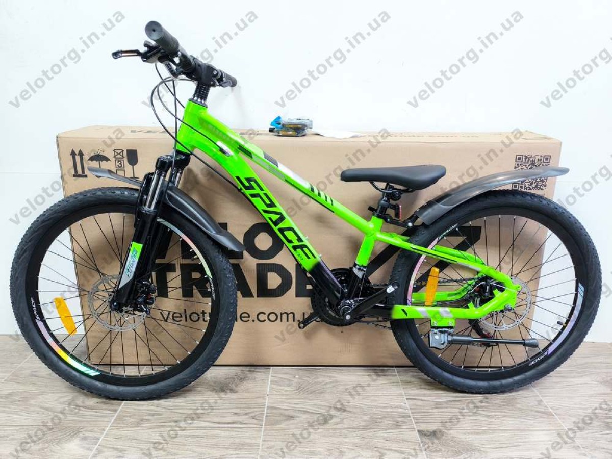 Велосипед AL 24″ SPACE MERCURY DD FR рама 11″ зелено-чорний 2026