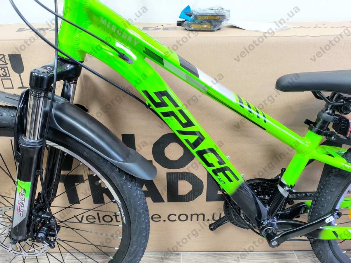 Велосипед AL 24″ SPACE MERCURY DD FR рама 11″ зелено-чорний 2026