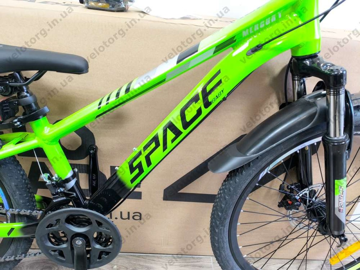 Велосипед AL 24″ SPACE MERCURY DD FR рама 11″ зелено-чорний 2026