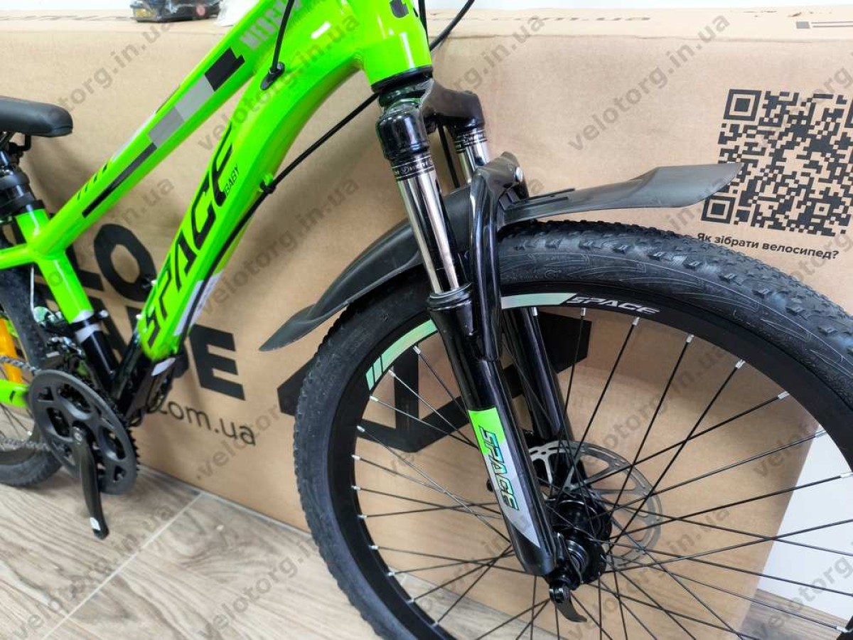 Велосипед AL 24″ SPACE MERCURY DD FR рама 11″ зелено-чорний 2026