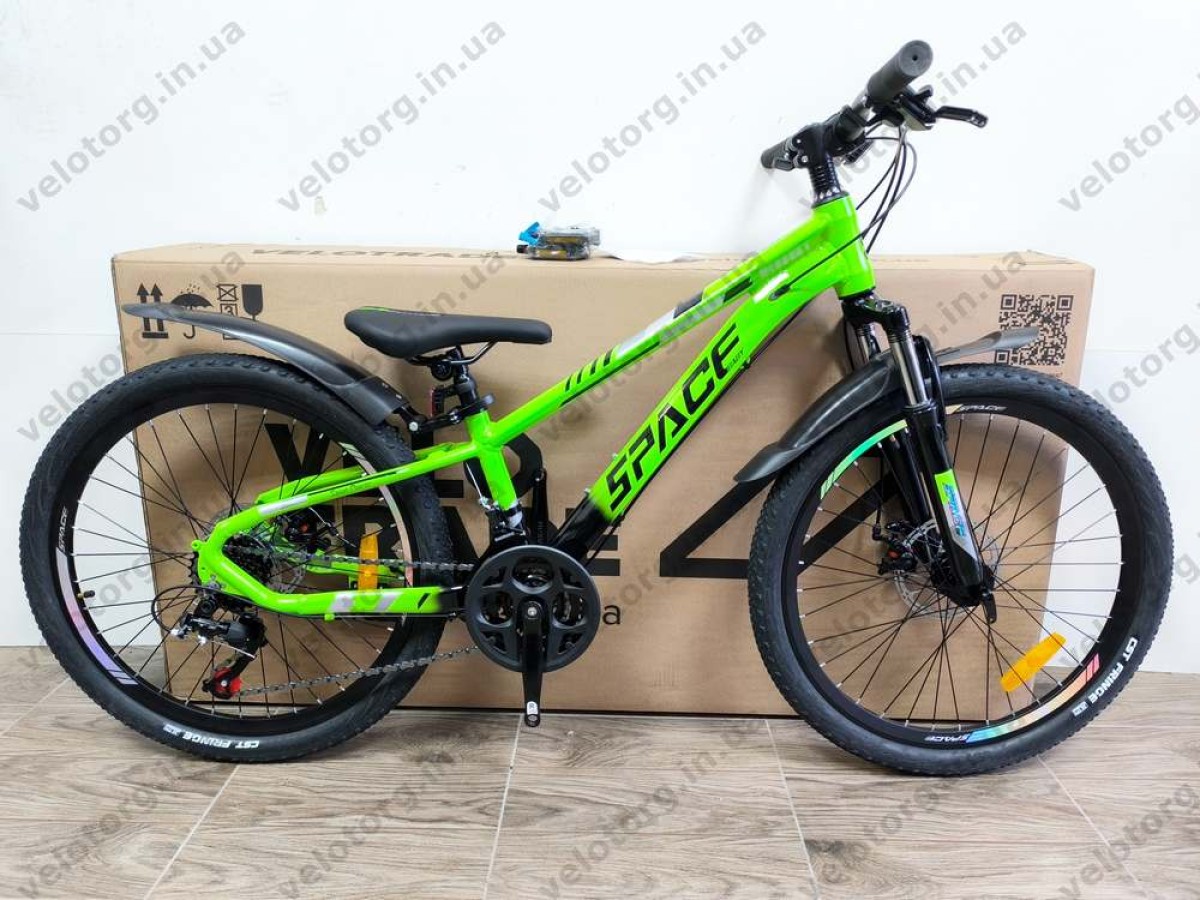Велосипед AL 24″ SPACE MERCURY DD FR рама 11″ зелено-чорний 2026
