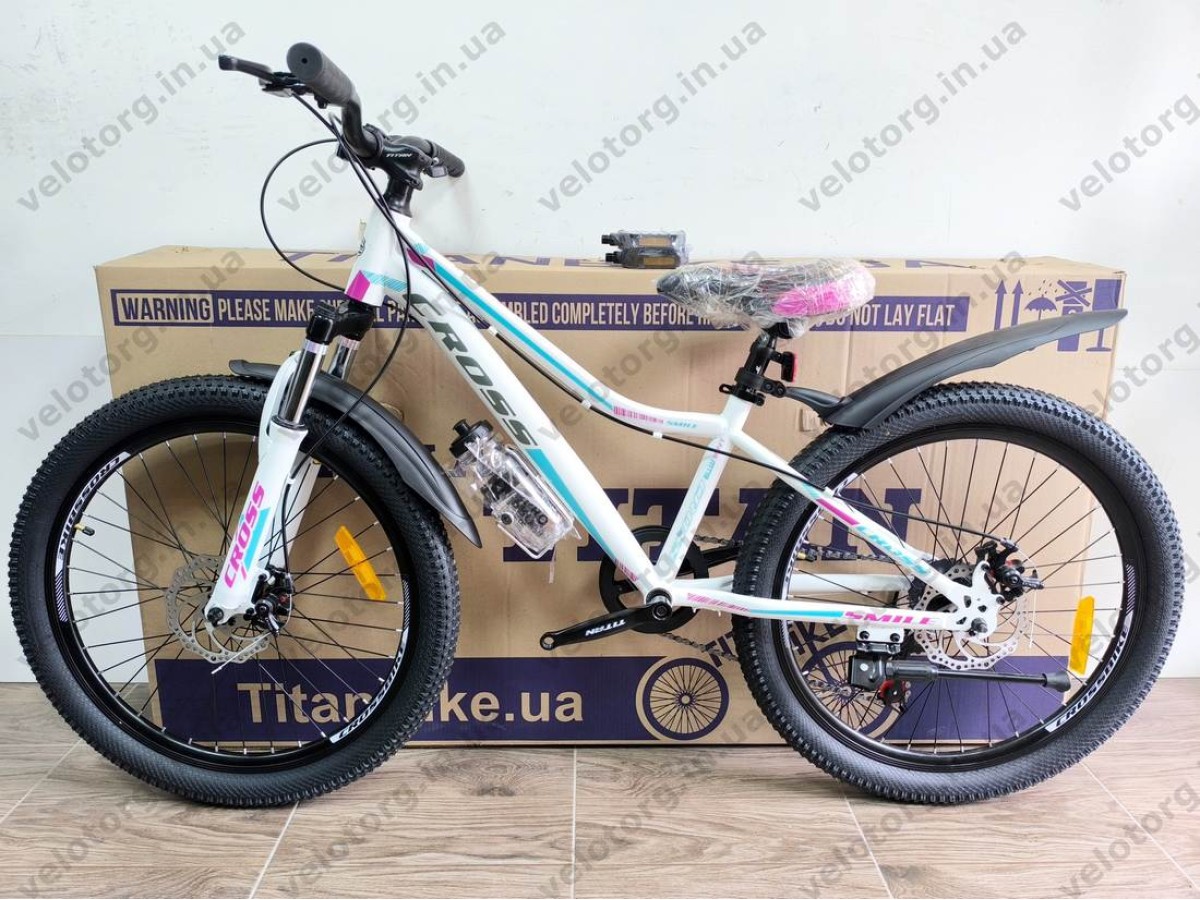 Велосипед Cross 24" Smile white‑green-violet — сучасний підлітковий хардтейл 
