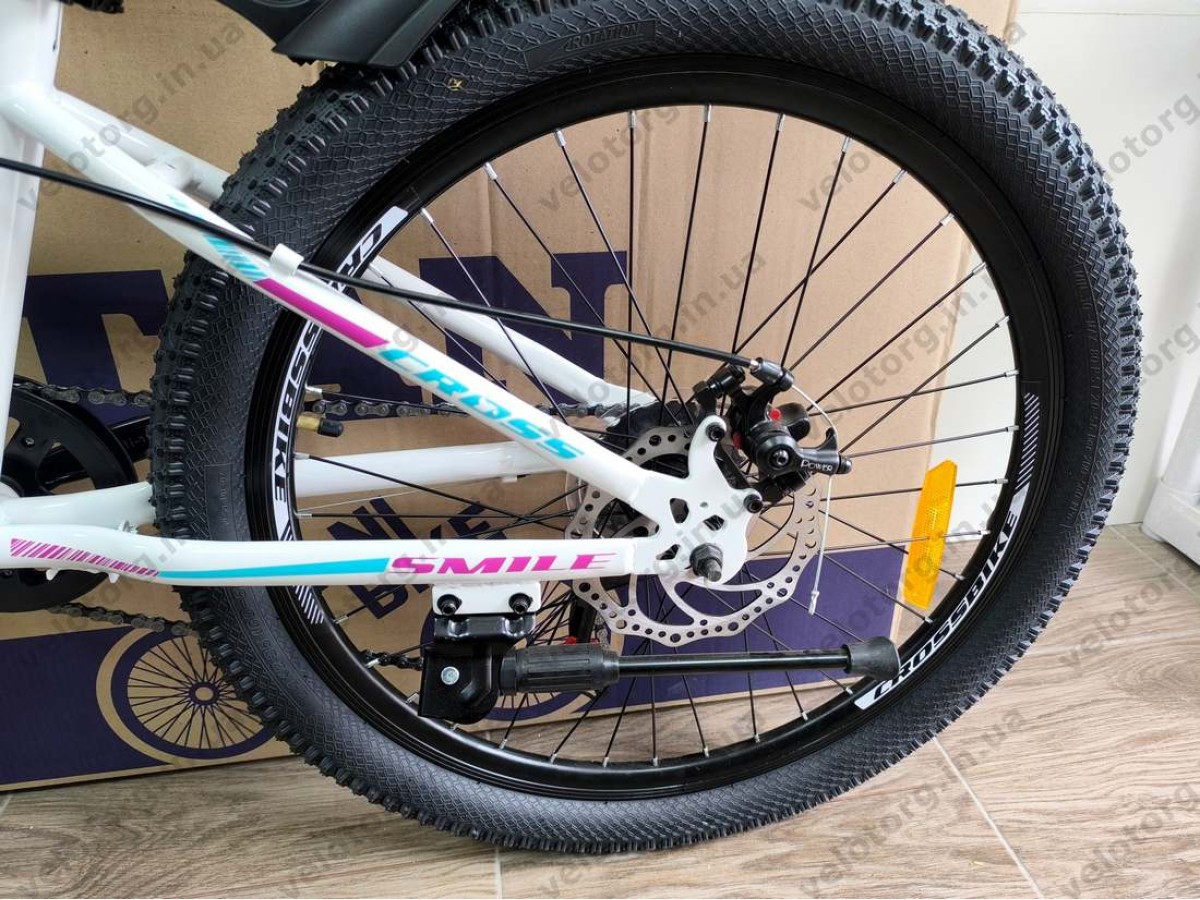 Велосипед Cross 24" Smile white‑green-violet — сучасний підлітковий хардтейл 