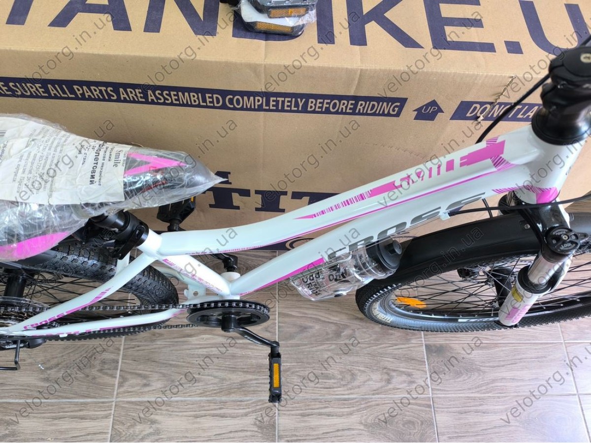 Велосипед Cross 24" Smile white‑violet — сучасний підлітковий хардтейл 