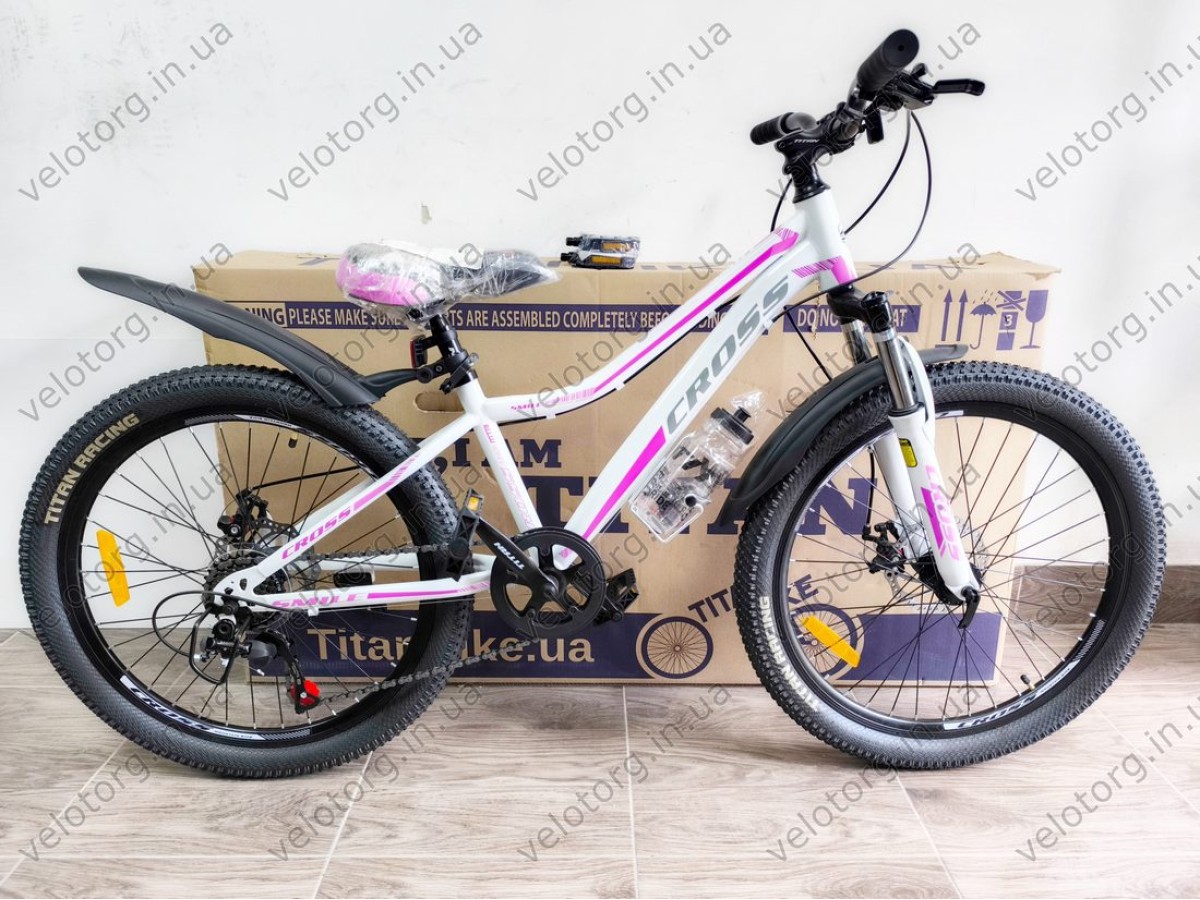 Велосипед Cross 24" Smile white‑violet — сучасний підлітковий хардтейл 