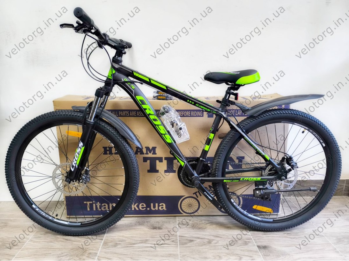 Велосипед Cross 27,5" Hunter Рама-17" black-green — надійний гірський байк для активних поїздок. Безкоштовна Доставка