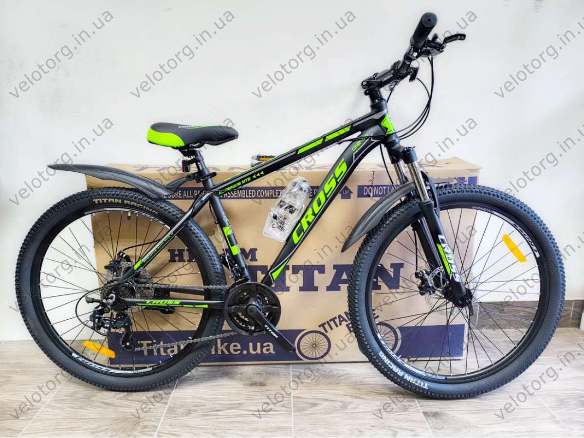 Велосипед Cross 27,5" Hunter Рама-17" black-green — надійний гірський байк для активних поїздок. Безкоштовна Доставка