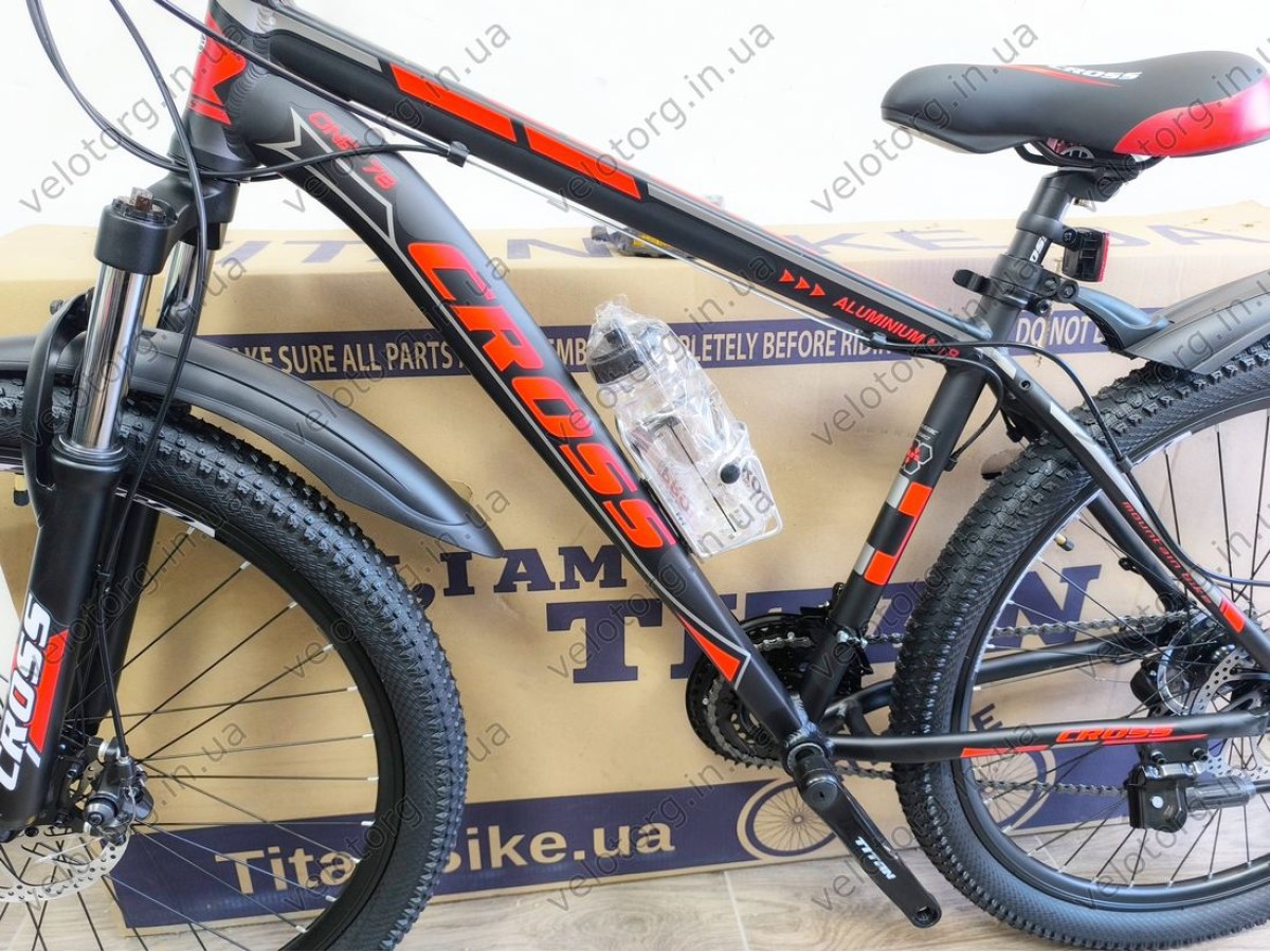 Велосипед Cross 27,5" Hunter Рама-17" black-red — надійний гірський байк для активних поїздок. Безкоштовна Доставка