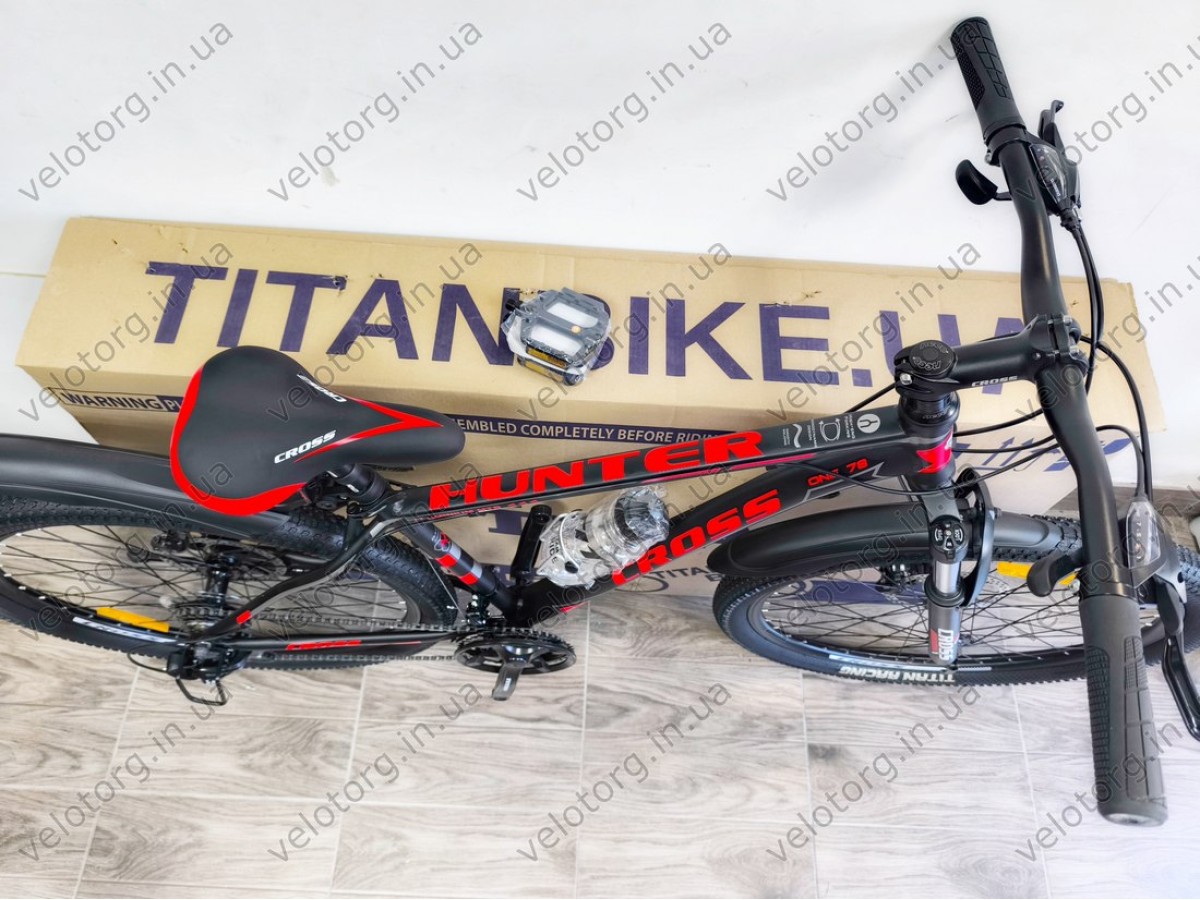 Велосипед Cross 27,5" Hunter Рама-17" black-red — надійний гірський байк для активних поїздок. Безкоштовна Доставка