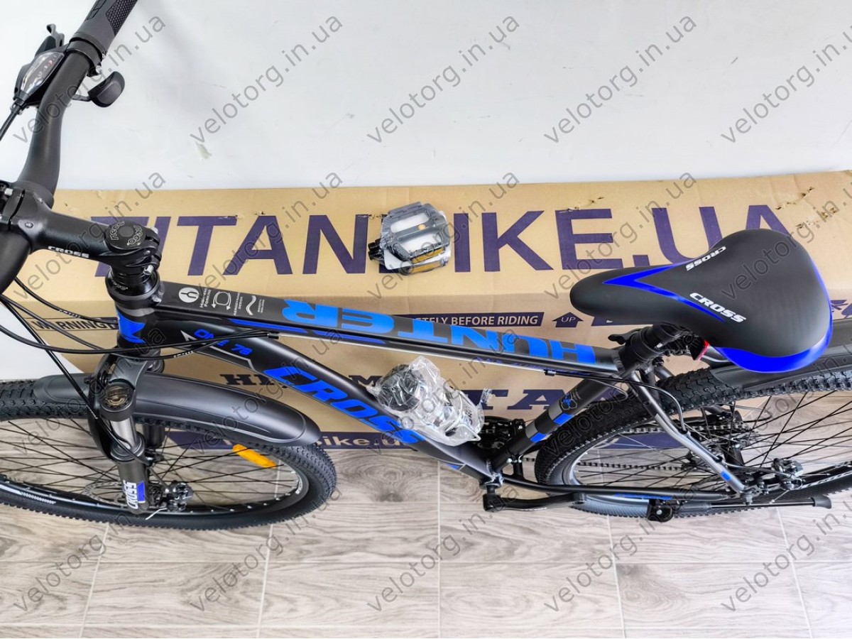 Велосипед Cross 29" Hunter Рама-20" black-blue — надійний гірський байк для активних поїздок. Безкоштовна Доставка