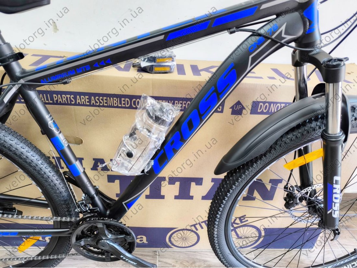 Велосипед Cross 29" Hunter Рама-20" black-blue — надійний гірський байк для активних поїздок. Безкоштовна Доставка