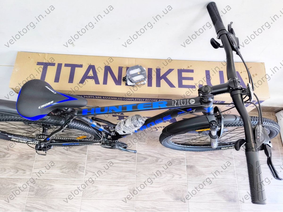 Велосипед Cross 29" Hunter Рама-20" black-blue — надійний гірський байк для активних поїздок. Безкоштовна Доставка