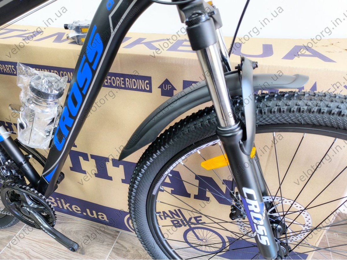 Велосипед Cross 29" Hunter Рама-20" black-blue — надійний гірський байк для активних поїздок. Безкоштовна Доставка