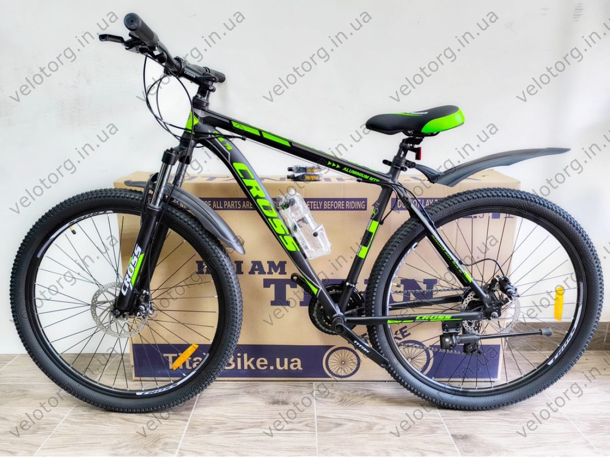 Велосипед Cross 29" Hunter Рама-20" black-green — надійний гірський байк для активних поїздок. Безкоштовна Доставка