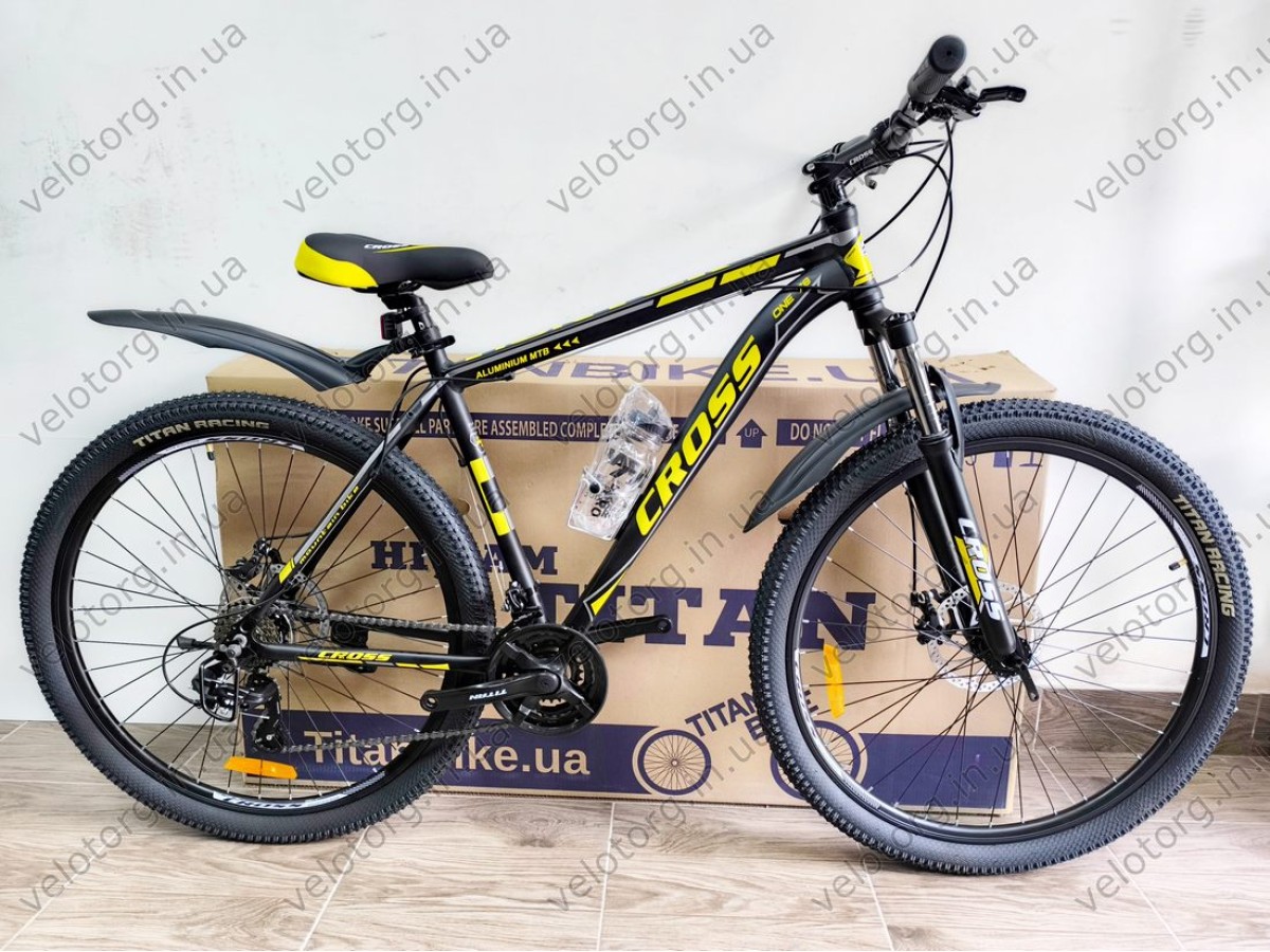 Велосипед Cross 29" Hunter Рама-20" black-yellow — надійний гірський байк для активних поїздок. Безкоштовна Доставка