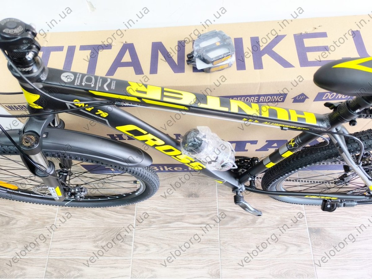 Велосипед Cross 29" Hunter Рама-20" black-yellow — надійний гірський байк для активних поїздок. Безкоштовна Доставка
