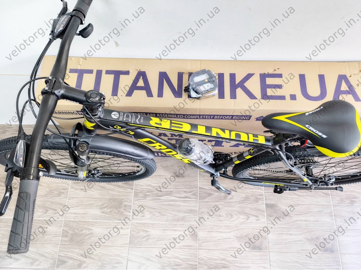 Велосипед Cross 29" Hunter Рама-20" black-yellow — надійний гірський байк для активних поїздок. Безкоштовна Доставка