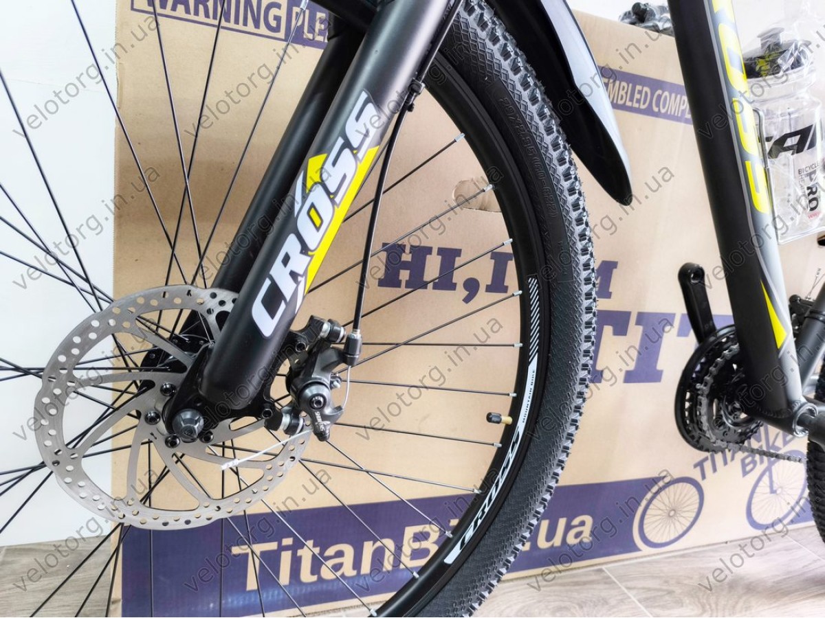 Велосипед Cross 29" Hunter Рама-20" black-yellow — надійний гірський байк для активних поїздок. Безкоштовна Доставка
