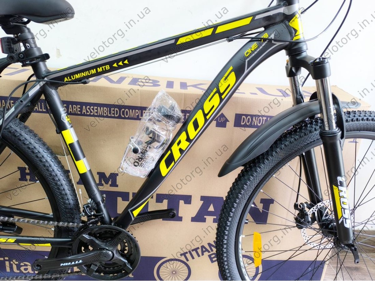 Велосипед Cross 29" Hunter Рама-20" black-yellow — надійний гірський байк для активних поїздок. Безкоштовна Доставка