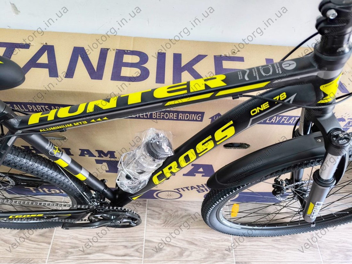 Велосипед Cross 29" Hunter Рама-20" black-yellow — надійний гірський байк для активних поїздок. Безкоштовна Доставка