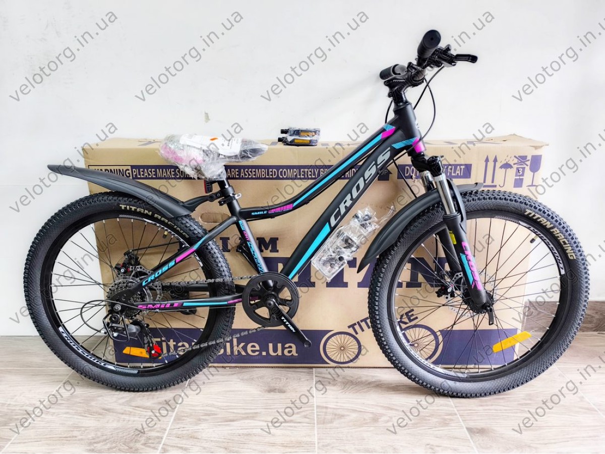 Велосипед Cross Smile 24 Рама-12 black-pink