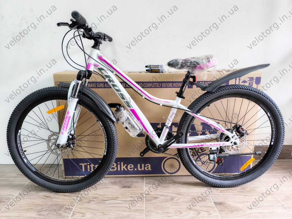 Велосипед Cross 26" Smile white-violet — надійний гірський велосипед для активних поїздок