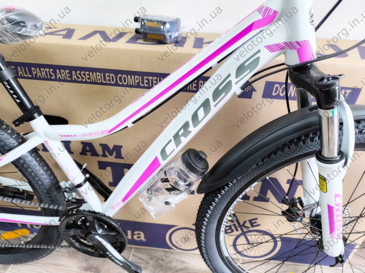 Велосипед Cross 26" Smile white-violet — надійний гірський велосипед для активних поїздок