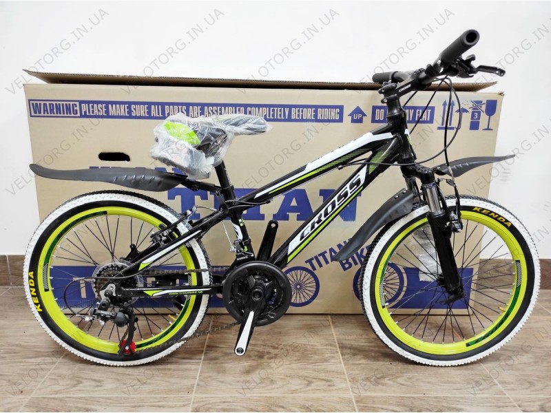 Велосипед Cross Space 20 Рама-10 black-lightgreen модель 2022р.