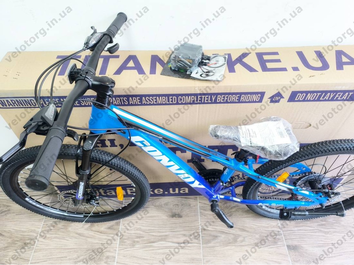 Велосипед CrossBike 24″ Convoy 2026 рама 11″ blue-black - алюмінієвий