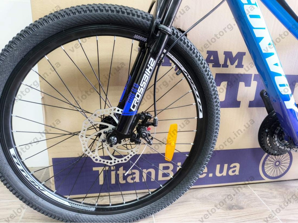Велосипед CrossBike 24″ Convoy 2026 рама 11″ blue-black - алюмінієвий