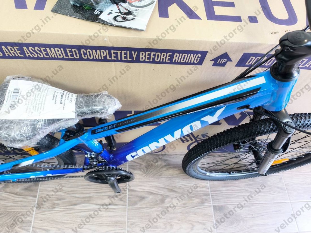 Велосипед CrossBike 24″ Convoy 2026 рама 11″ blue-black - алюмінієвий