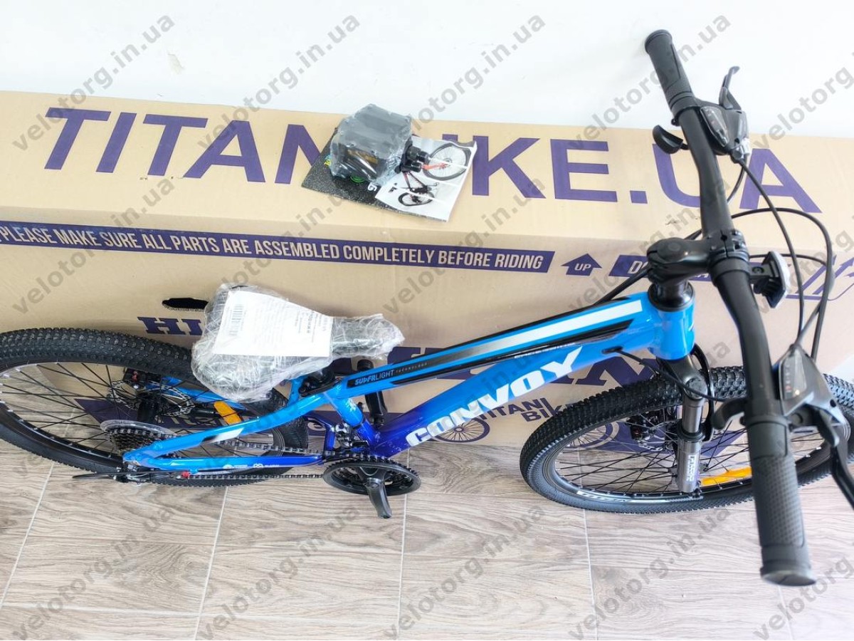 Велосипед CrossBike 24″ Convoy 2026 рама 11″ blue-black - алюмінієвий