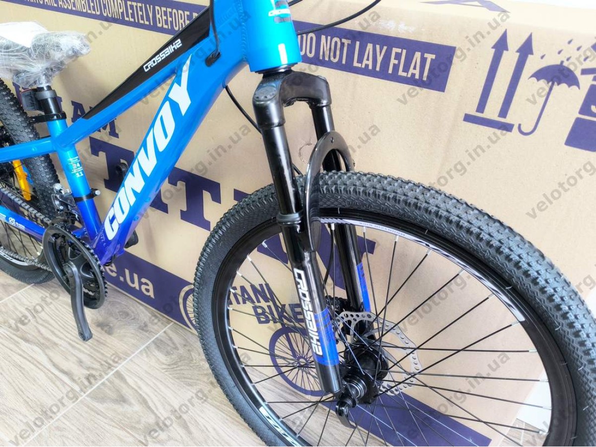 Велосипед CrossBike 24″ Convoy 2026 рама 11″ blue-black - алюмінієвий