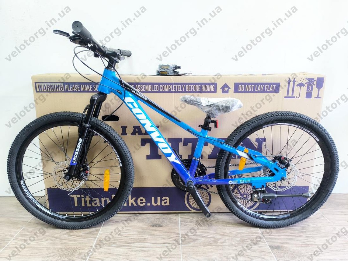 Велосипед CrossBike 24″ Convoy 2026 рама 11″ blue-black - алюмінієвий