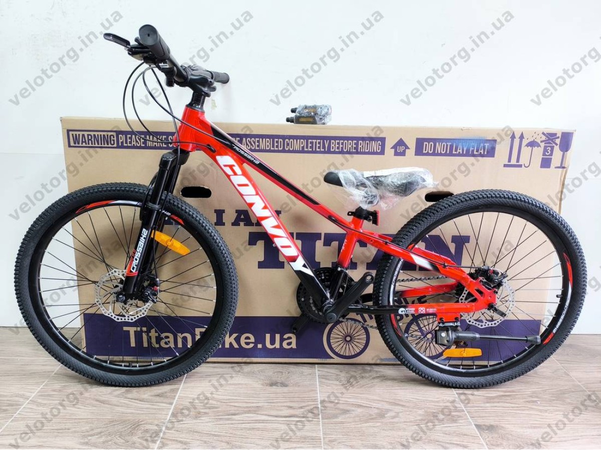 Велосипед CrossBike 24″ Convoy 2026 рама 11″ red-black - алюмінієвий